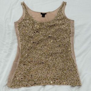 J Crew COLLECTION blush pink silk sequins tank 0